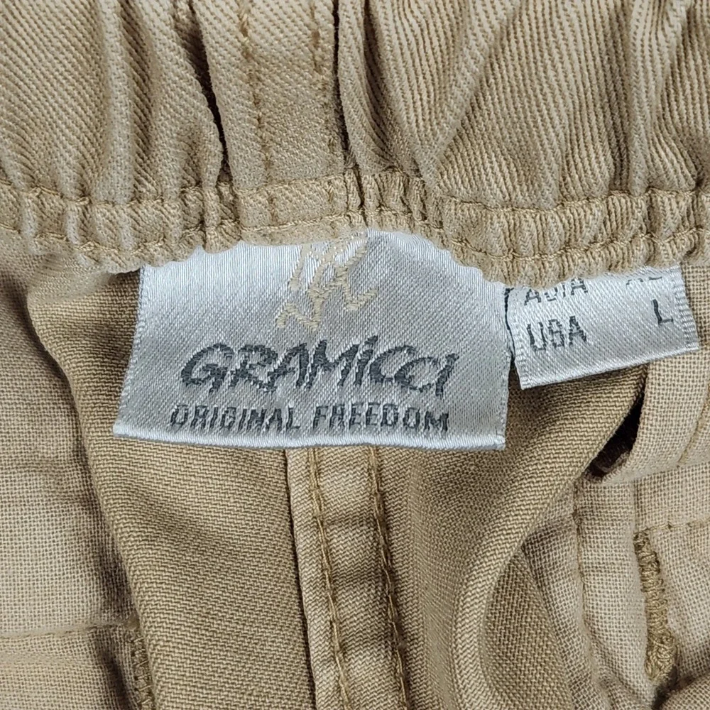 Gramicci Climbing Pants Mens Large L Khaki Tan Cotton Belted G-Pants 14388